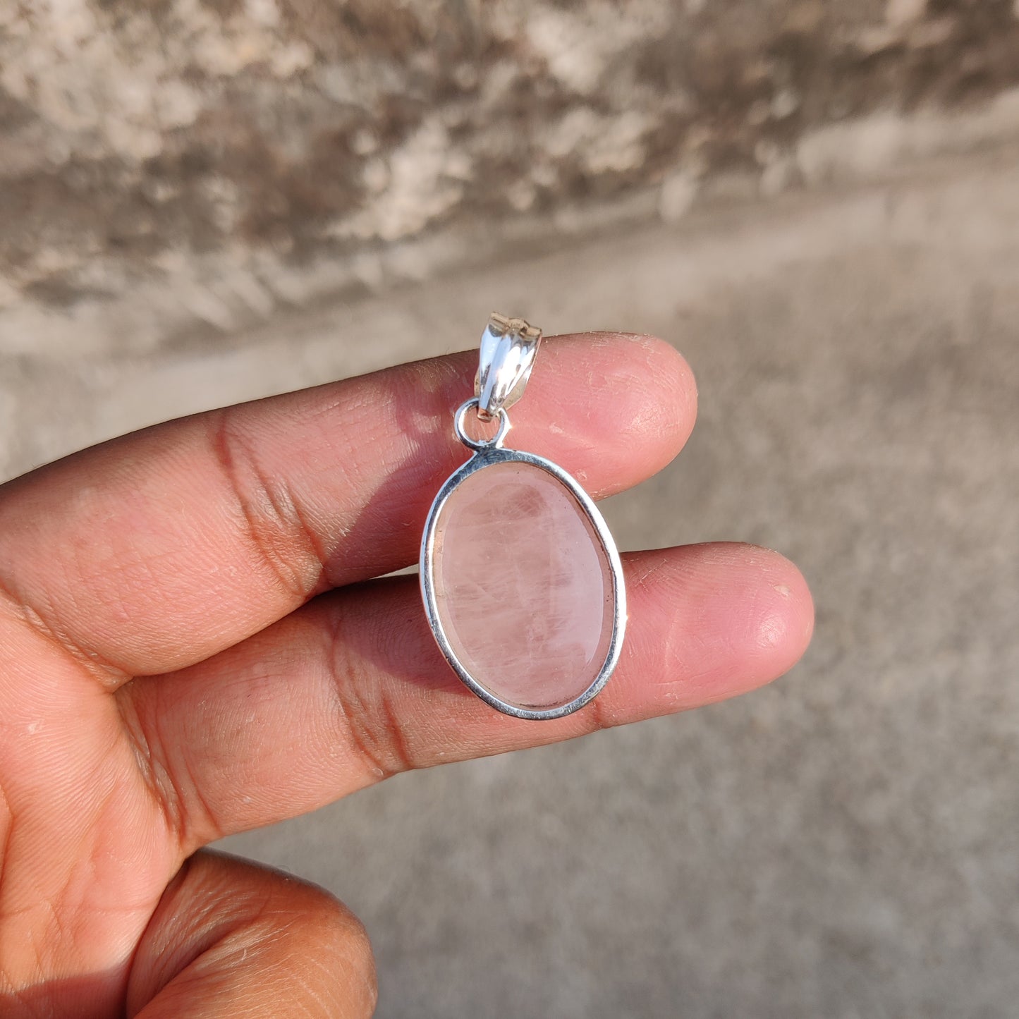 925 Sterling Silver Natural Rose Quartz Gemstone Pendant ❤